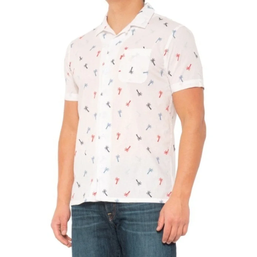 Levi's Button Shirt Mens Small Palms Woven Cotton Shirt - Short Sleeve Shirt New
